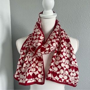 Vintage Coach Red Silk Heart Twilly